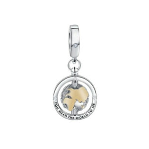 Love Couple Bracelet Charm 925 Sterling Silver Dangle Spinning World Family Love